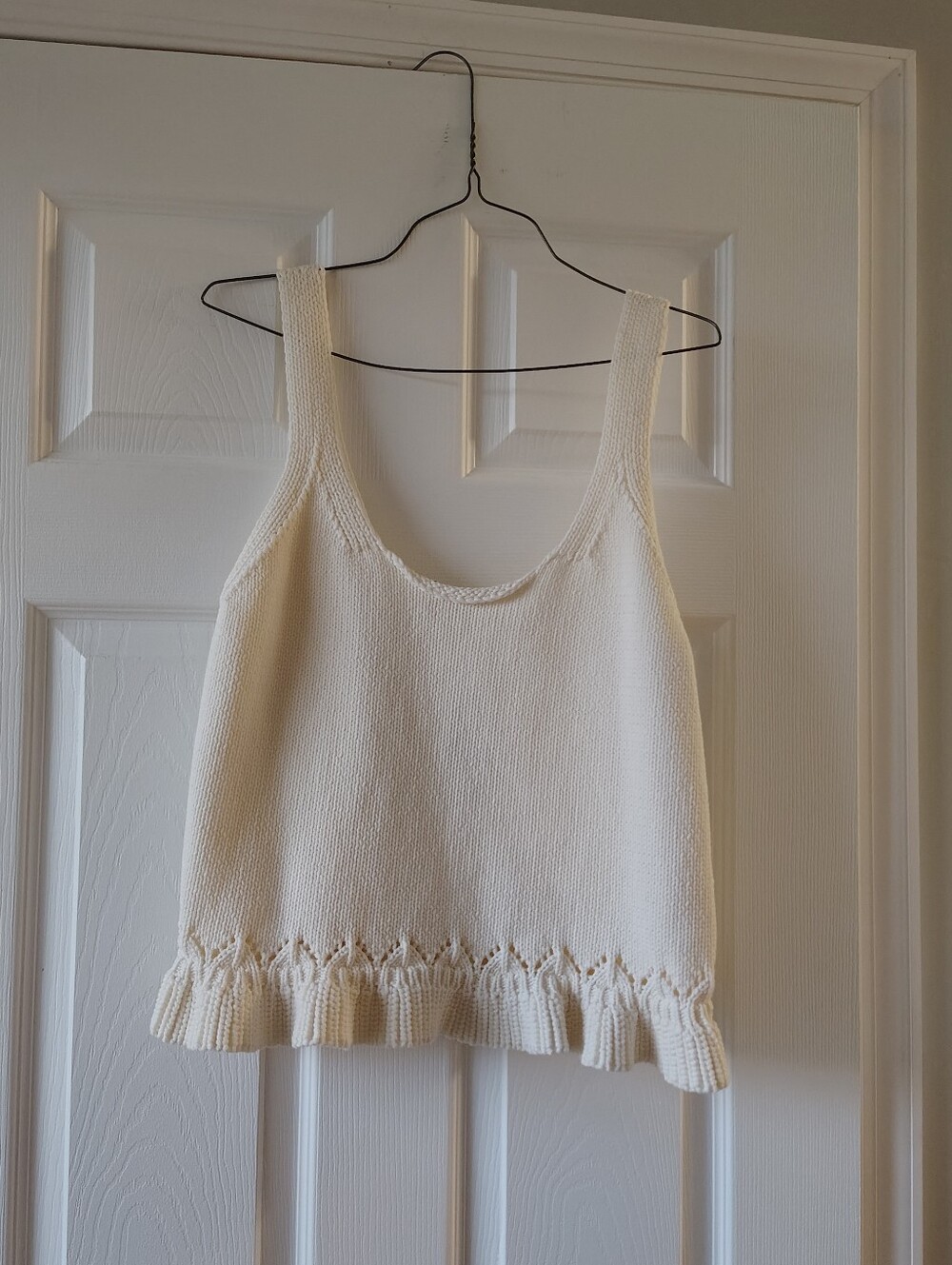 Sam Edelman Inez Knit Ruffle Tank Top Cream White NWT Size L